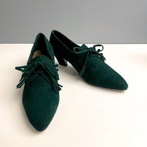 Lord & Taylor green suede brogue pumps - 8M